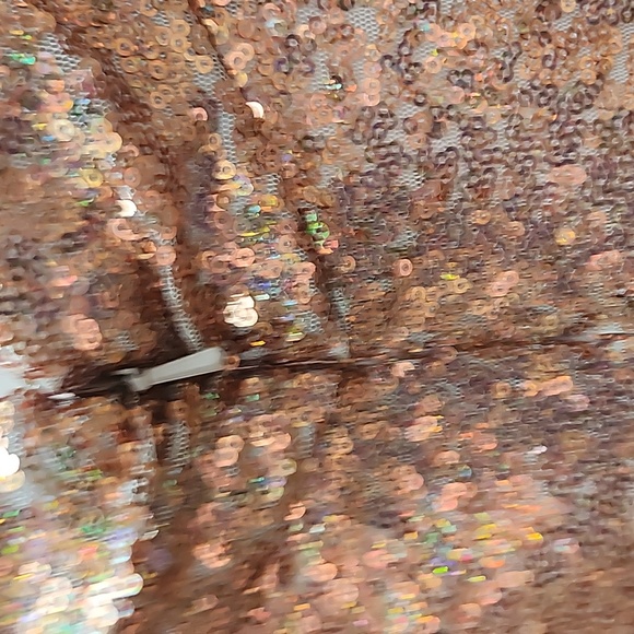 THREAD COPPER ROSE SEQUIN FORMAL GOWN-CRISS CROSS BACK, NWT - Picture 9 of 13